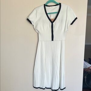 Commense Ivory Skirt Sweater Set with Ebony Trim